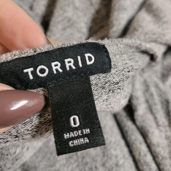 Torrid Grey Faux Wrap 3/4 Sleeve Skater Dress - Flattering Simple Dress - Picture 7 of 8